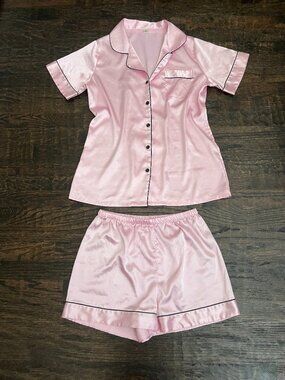 Pink Satin Pajama Set
